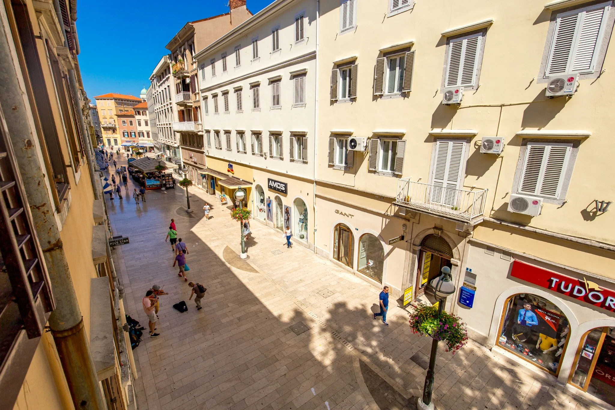 Window view of Korzo in Rijeka city center from Apartment 1
